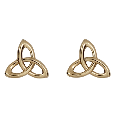 10k Yellow Gold Trinity Knot Celtic Stud Earrings 8mm