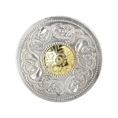 Sterling Silver & 18k Yellow Gold Bead Warrior Shield Celtic Brooch