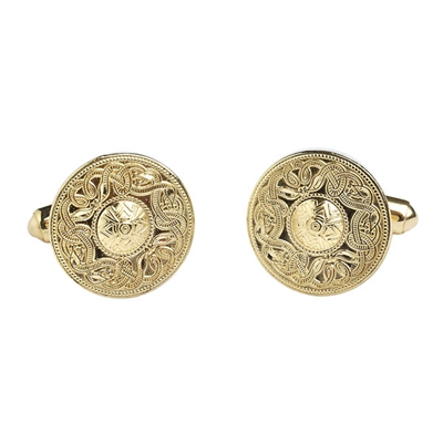 10k Yellow Gold Small Warrior Shield Celtic Cufflinks