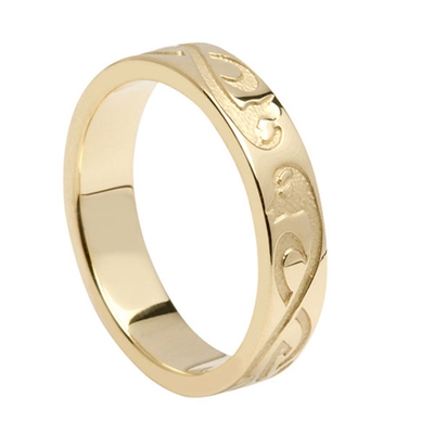 10k Yellow Gold Ladies "Le Cheile" Celtic Wedding Ring 6.8mm