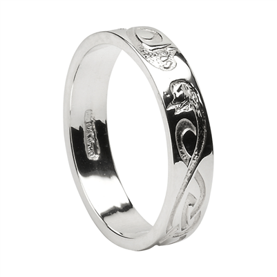 10k White Gold "Le Cheile" Men's Celtic Wedding Ring 8mm