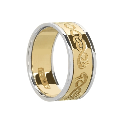 10k Yellow Gold "Le Cheile" Men's Celtic Wedding Ring 10mm
