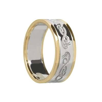 10k White Gold Ladies "Le Cheile" Celtic Wedding Ring 8.4mm