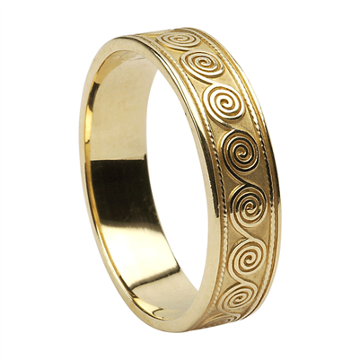 10k Yellow Gold Men's Celtic Spirals Wedding Ring 5.8mm