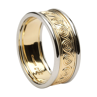 10k Yellow Gold Men's Celtic Spirals Wedding Ring 8.2mm