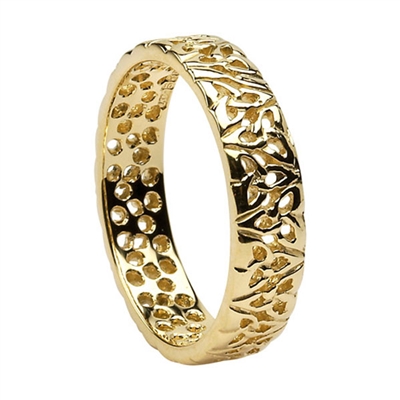 10k Yellow Gold Ladies Filagree Trinity Knot Wedding Ring 5.1mm