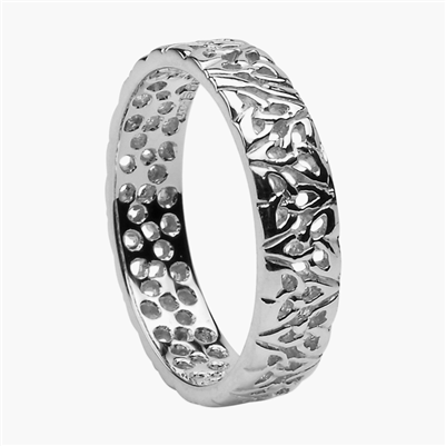 10k White Gold Ladies Filagree Trinity Knot Wedding Ring 5.1mm