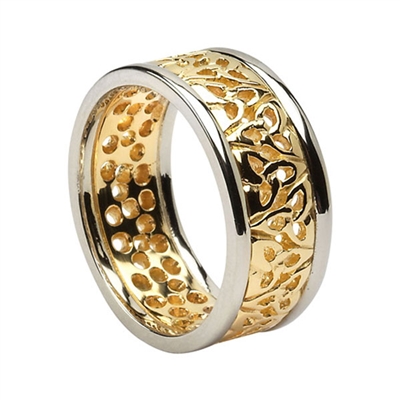 10k Yellow Gold Ladies Filagree Trinity Knot Wedding Ring 8.2mm