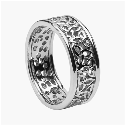 10k White Gold Ladies Filagree Trinity Knot Wedding Ring 8.2mm