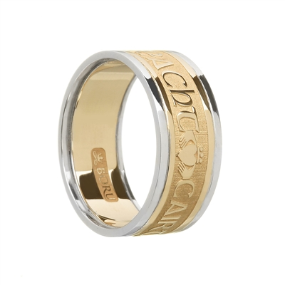 14k Yellow Gold Men's "Gra Dilseacht Cairdeas" (Love Loyalty Friendship) Men's Celtic Wedding Ring 9.9mm