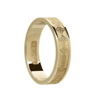 14k Yellow Gold Ladies Celtic Cross Wedding Ring 6.5mm