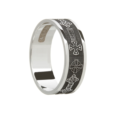 Sterling Silver Men's Celtic Crosses Wedding Ring 7.3mm