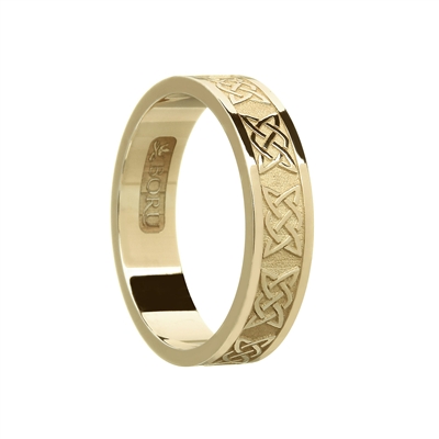 10k Yellow Gold Ladies Lovers Knot Celtic Wedding Ring 6.3mm