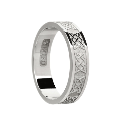 10k White Gold Ladies Lovers Knot Celtic Wedding Ring 6.3mm