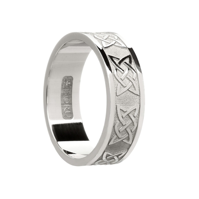 10k White Gold Men's Lovers Knot Celtic Wedding Ring 7.6mm