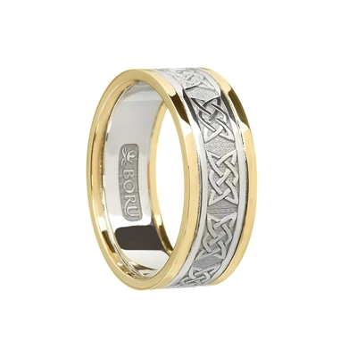 10k White Gold Ladies Lovers Knot Celtic Wedding Ring 9.1mm