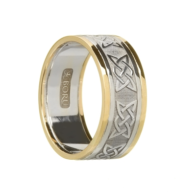 10k White Gold Men's Lovers Knot Celtic Wedding Ring 10.2mm