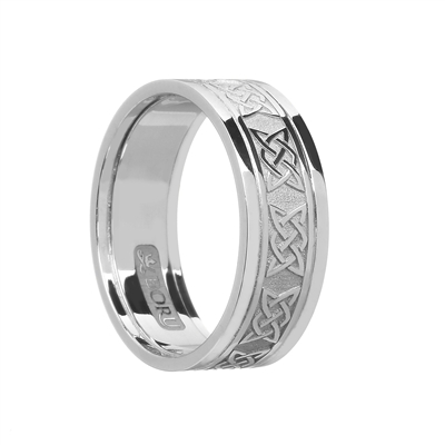 10k White Gold Ladies Lovers Knot Celtic Wedding Ring 9.1mm