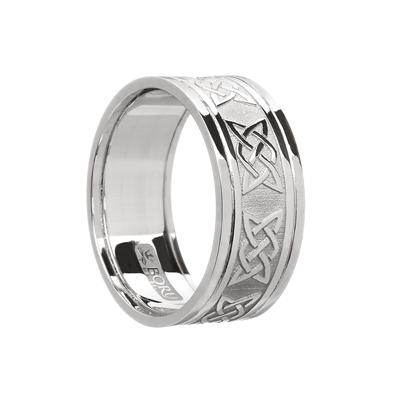 10k White Gold Men's Lovers Knot Celtic Wedding Ring 10.2mm