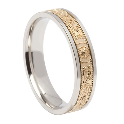 10k Yellow Gold Ladies Warrior Shield Celtic Wedding Ring 5mm