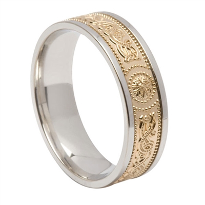 10k Yellow Gold Unisex Warrior Shield Celtic Wedding Ring 6.6mm