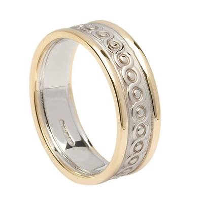 10k White Gold Men's Celtic Weaves Wedding Ring 7.5mm