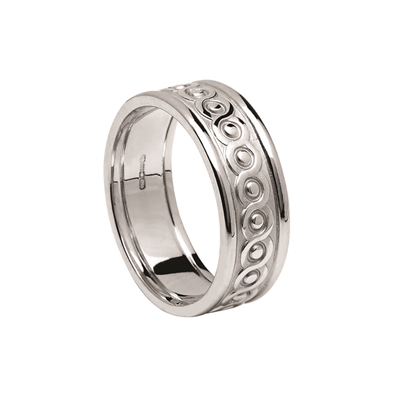 14k White Gold Ladies Celtic Weaves Wedding Ring 6.4mm