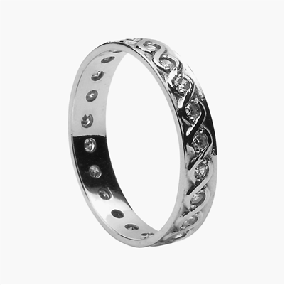 10k White Gold Ladies Celtic Weaves Diamond Wedding Ring 3.8mm