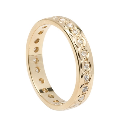 14k Yellow Gold Ladies Celtic Weaves Diamond Wedding Ring 3.8mm