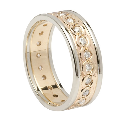 14k Yellow Gold Men's Diamond Celtic Weaves Wedding Ring 7.5mm