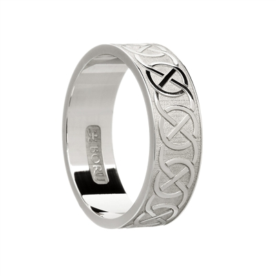10k White Gold Men's Closed Knot Celtic Wedding Ring 5.7mm