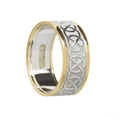 10k White Gold Men's Closed Knot Celtic Wedding Ring 8.2mm