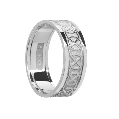10k White Gold Ladies Closed Knot Celtic Wedding Ring 6.8mm