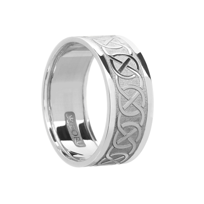10k White Gold Men's Closed Knot Celtic Wedding Ring 8.2mm
