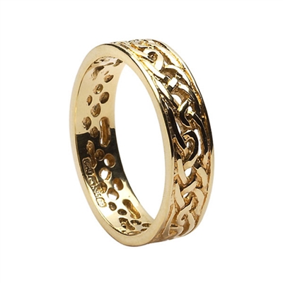 10k Yellow Gold Ladies Filagree Celtic Knots Wedding Ring 5.6mm