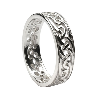 14k White Gold Ladies Filagree Celtic Knots Wedding Ring 5.6mm