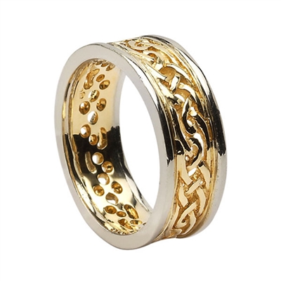 10k Yellow Gold Ladies Filagree Celtic Knots Wedding Ring 8.2mm