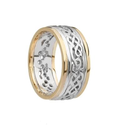 10k White Gold Ladies Filagree Celtic Knots Wedding Ring 8.2mm