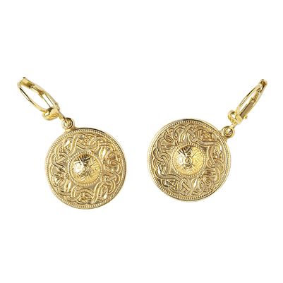 10k Yellow Gold Small Warrior Shield Earrings